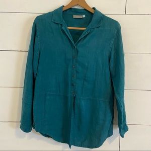 IVY Dark Turquoise Linen Blouse/Jacket. Size Small.
